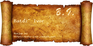 Bató Ivor névjegykártya